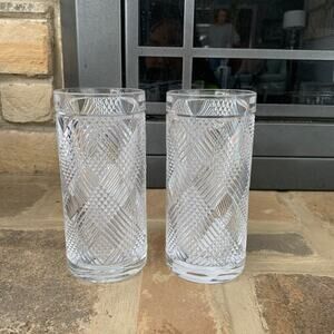 Ralph Lauren Crystal Argyle Highball Glasses Set of 2